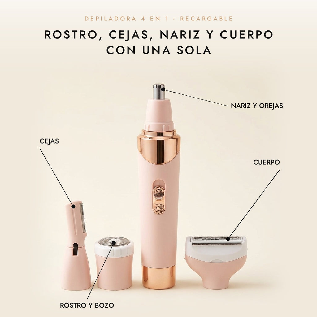 Depiladora Facial y Corporal 4 en 1 Recargable