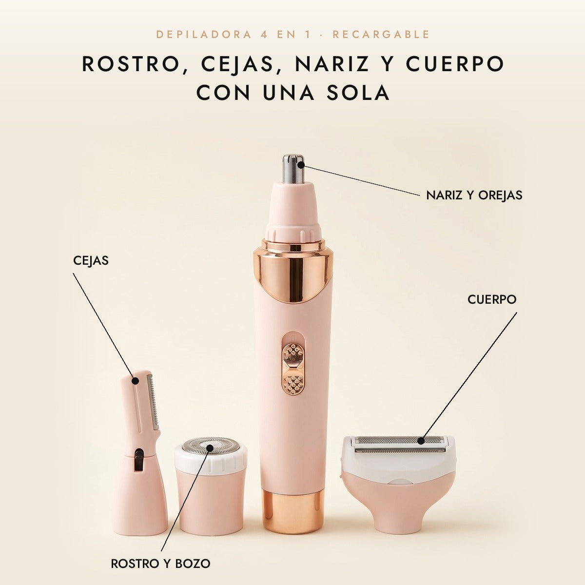 Depiladora Facial y Corporal 4 en 1 Recargable