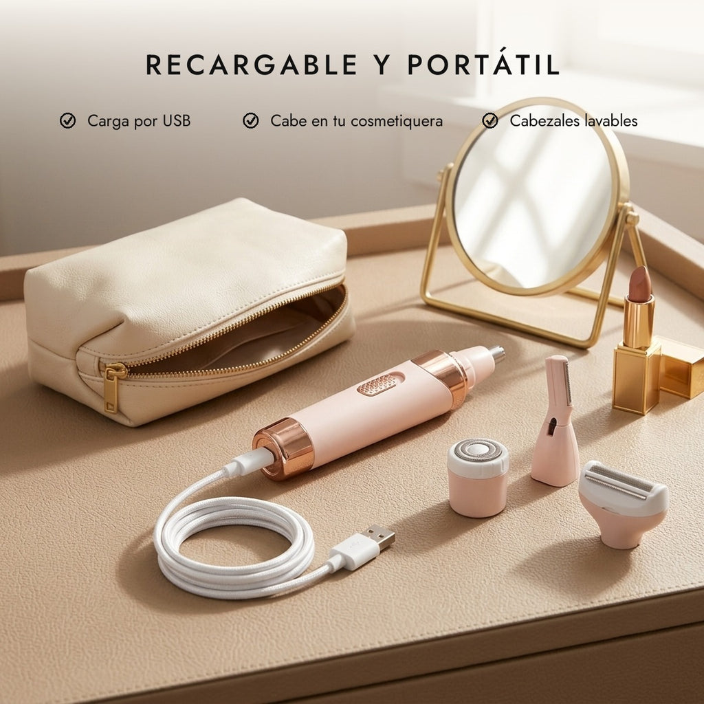 Depiladora Facial y Corporal 4 en 1 Recargable