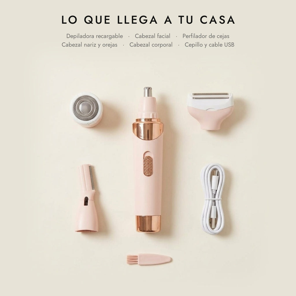 Depiladora Facial y Corporal 4 en 1 Recargable
