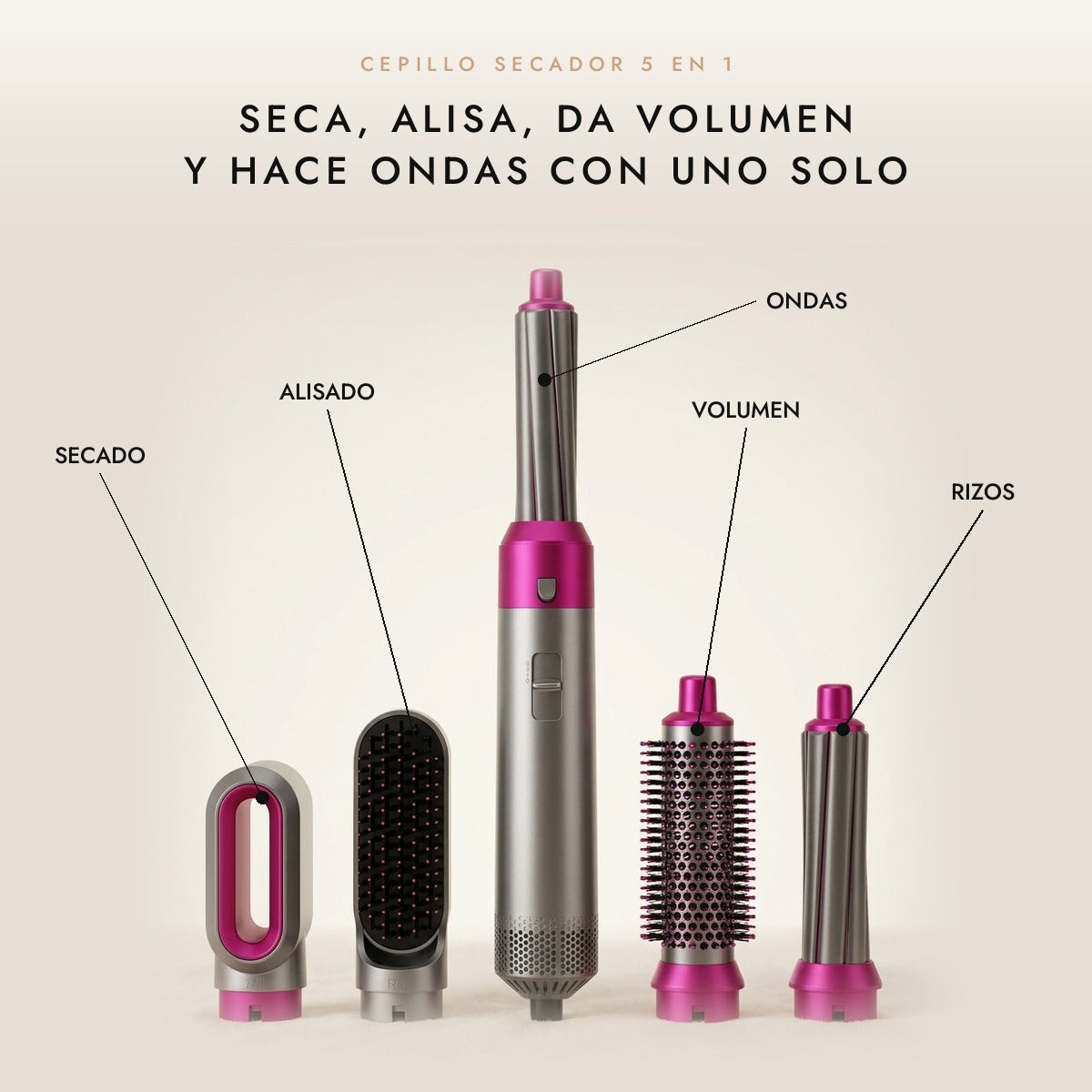 Cepillo Secador 5 en 1 de Aire Caliente