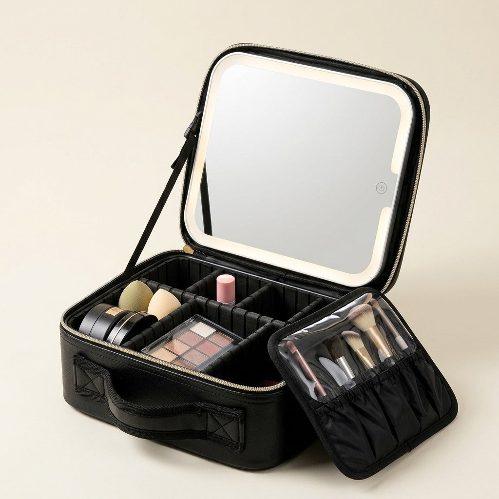 Cosmetiquera con Espejo y Luz LED