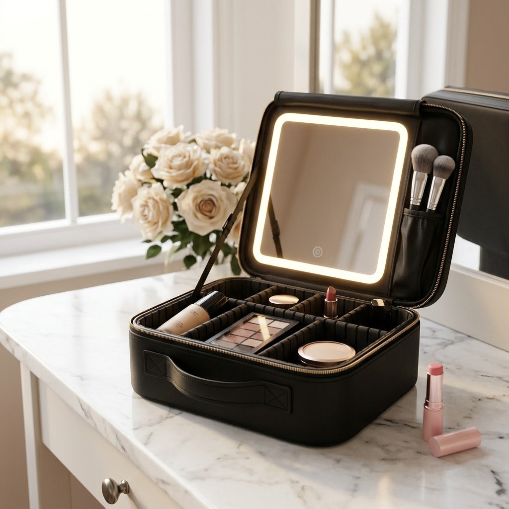 Cosmetiquera con Espejo y Luz LED